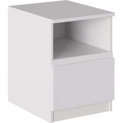 Comodino 40x44,5x53,5 cm bianco opaco con un cassetto e un vano - Cosenza