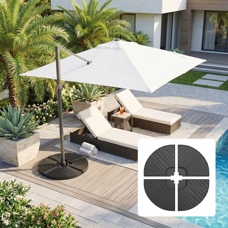 Base para Sombrilla de 4 Piezas Rellenable con Arena 68 kg o Agua 52 L para Jardín Patio Terraza Negro (1/5)