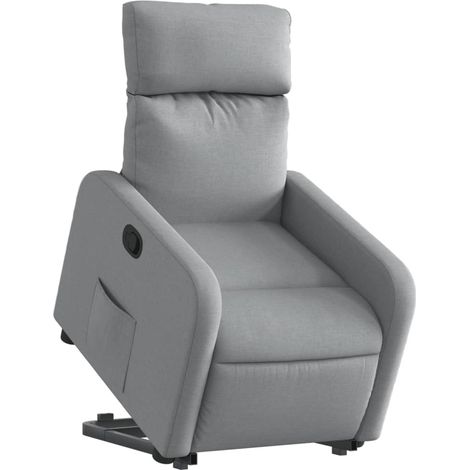Poltrona relax TV rivestimento confortevole funzione sollevamento elettrico in tessuto grigio chiaro DEC027911