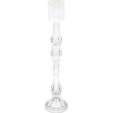 Chandelier Bougeoir en Verre Transparent Grand Modèle Hauteur 41 cm pour Table - PANGIVO (1/4)