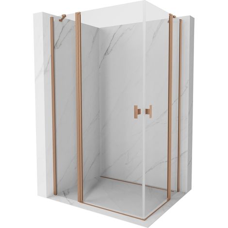 Mexen Mist Duo cabine de douche pivotante 120 x 100 cm, transparent, cuivre brossé - 8A4-120-100-65-00 (1/5)