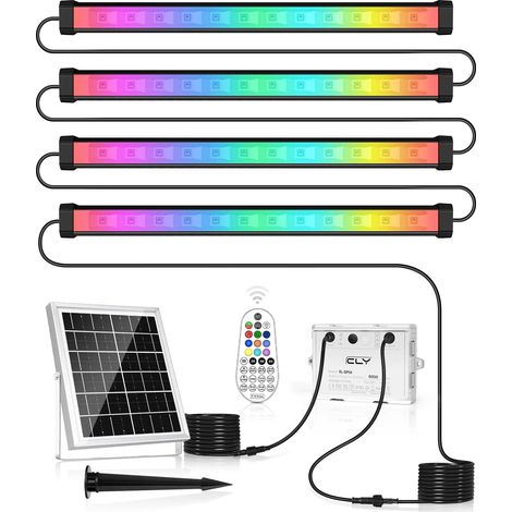 Spot Solaire Exterieur Multicolore avec Télécommande, RGB Lampe Solaire Extérieur Jardin IP66 Projecteur Solaire Couleur 9 Couleurs 5 Modes Dynamiques, 6000MAH, Étanche IP66 pour Terrasses (1/5)