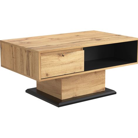 Tavolino da caffè effetto legno con cassetto senza maniglie 100 x 60 x 47 cm HOMVRA (1/5)