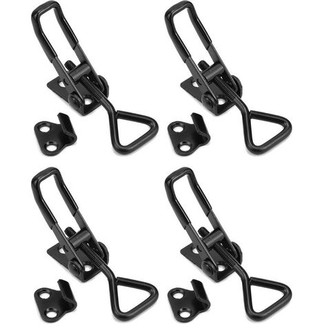 Allecta - Sujetador de tensión negro - Resistente - Botón pulsador para cajas, maletero de coche, armario 95 mm (1/5)