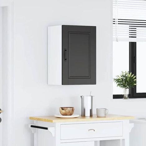 Étagère Murale de Cuisine en Bois Noir, Meuble de Rangement Suspendu Style Industriel pour Épices et Ustensiles (1/5)