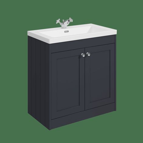 Balterley Butterton 800mm Floor Standing 2 Door Unit & Minimalist Basin 1 Tap Hole - Satin Dark Grey
