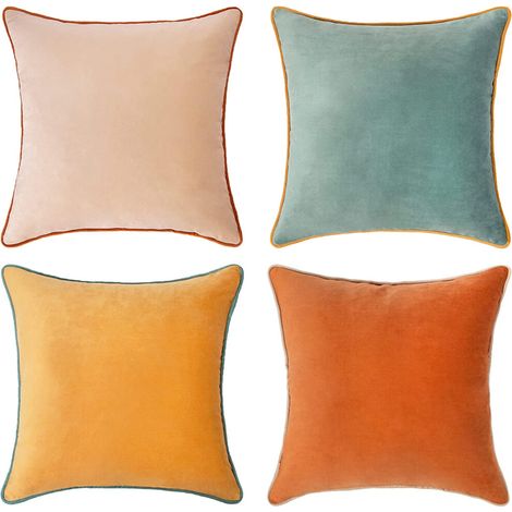 Dekorative Samt-Kissenbezüge, 4-teiliges Set (45,7 x 45,7 cm), doppelseitig rosa/blau, Farbkombinationen erlaubt, Kissenfüllungen nicht enthalten.