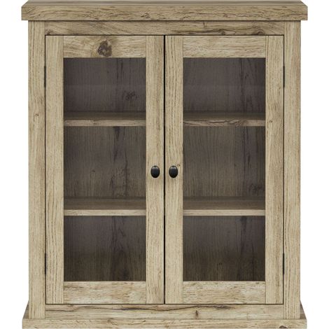Teamson Home Donovan Removable Two-Door Wall Cabinet with Adjustable Shelves, Light Oak (1/5)
