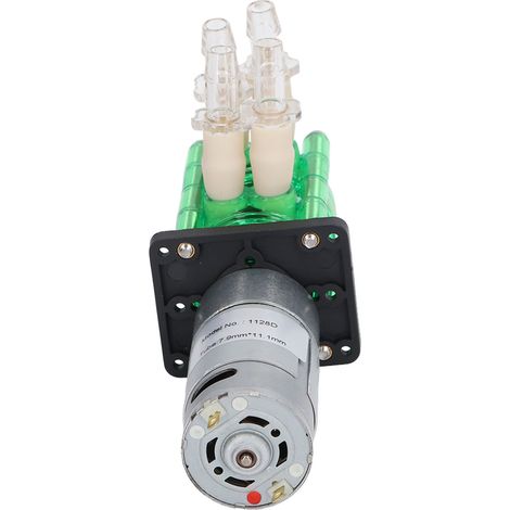 Doppelkopf-Schlauchpumpe, grünes Gehäuse, gelber Schlauch, hohe Förderleistung, korrosionsbeständig, Wasserpumpe, 700 ml/min, 24 V DC, 600 mA (1/5)