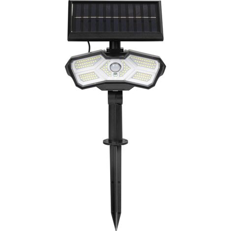 Projecteur solaire LED détecteur mouvement Lampe solaire Positionnable manière flexible 3 modes réglables Télécommande incluse Noir (1/5)