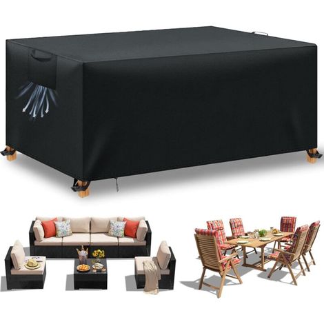 Housse Table de Jardin, Housse Salon de Jardin Exterieur, Housses pour Mobilier de Jardin Imperméable Anti-UV, 210D Tissu Oxford Housse de Protection Salon de Jardin, Noir, 170x94x71 cm YMYNY