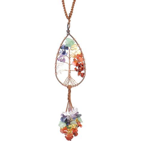 Arbre de Vie des 7 Chakras, décoration de fenêtre suspendue en fil de fer fait main (1/3)
