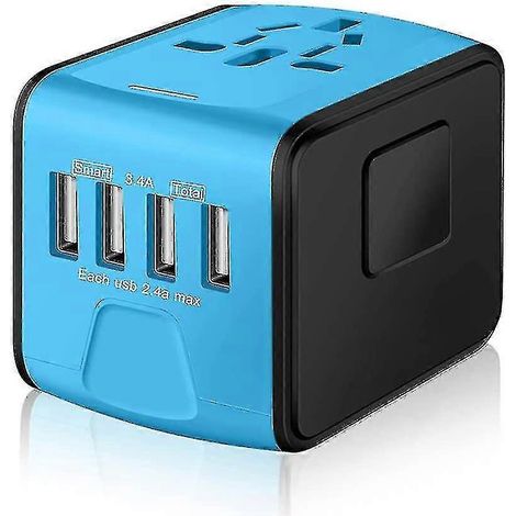 Adaptateur secteur de voyage international universel avec carte haute vitesse intelligente (bordure bleue et noire) (1/5)