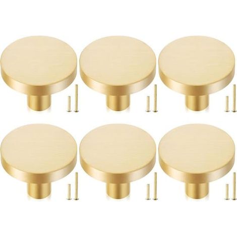 Ensemble de 6 poignées de meuble dorées, boutons de meuble dorés 30 x 25 mm, boutons de meuble ronds, poignées de tiroir en alliage d'aluminium doré, poignées de meuble, bouton de tiroir (1/5)