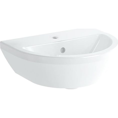 Lave-main VitrA Integra 450x360mm, blanc, avec trop-plein 1 trou robinet milieu, forme ronde