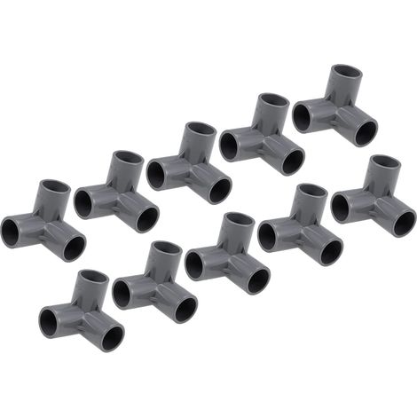 20mm Douille T PVC Tuyau Raccords x 10 PCS T 3 voies Coude Tuyau Connecteurs pour Bâtiment Irrigation Plomberie Installation, [Gris] (1/5)