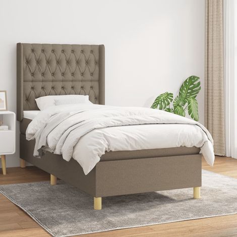 Lit à sommier tapissier avec matelas - Lit Adulte - Meuble de Chambre à Coucher - Taupe 90x190 cm Tissu VSGS108972 (1/5)