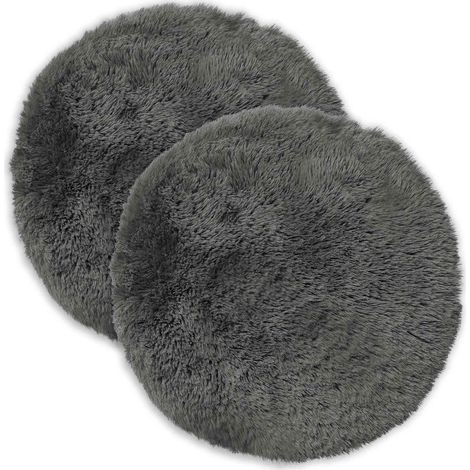 Housse de coussin 2 pcs HEERLEN Gris clair Ø 30 cm Fleece PV vidaXL