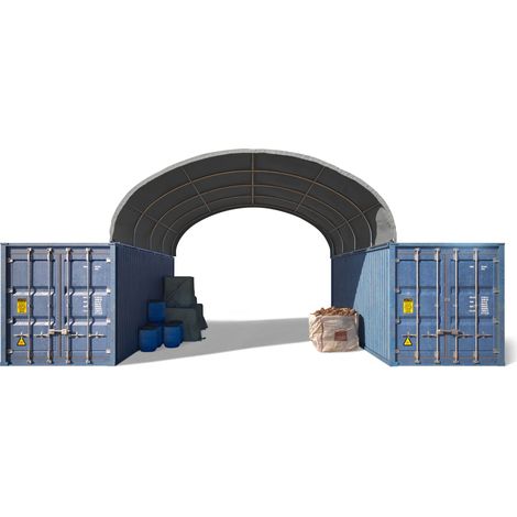 TOOLPORT Copertura per container 6x6m in PVC 2300N grigio – Tenda capannone per lo stoccaggio di merci, copertura mobile