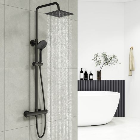 AICA Thermostatic Square Mixer Shower With Head Handset Bathroom Set
