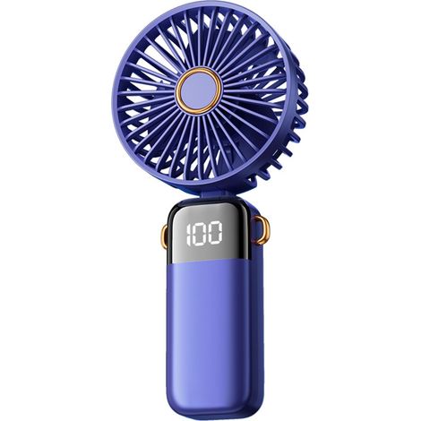 Mini ventilador de cuello eléctrico portátil para interiores y exteriores, reducción de ruido, motor de turbina silencioso, velocidad del viento ajustable, soporte para teléfono tipo C (1/5)