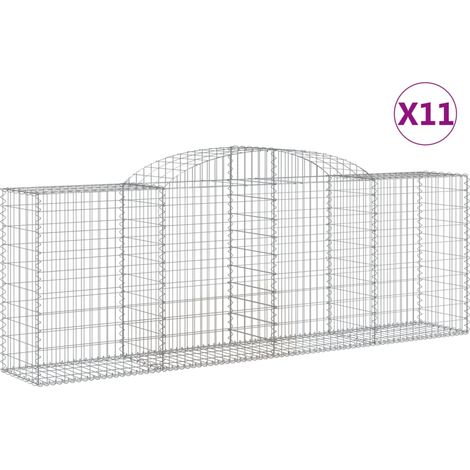 Paniers à gabions arqués 11 pcs  Mur en gabion 300x50x100/120 cm fer galvanisé