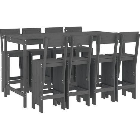 Maison Exclusive - Mesa y taburetes altos jardín 9 pzas madera ma (1/5)