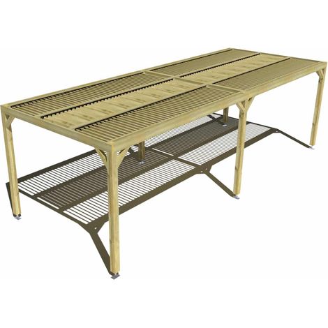 Pergola bois • 8m x 3m • indépendante • sens largeur • lames orientables bioclimatiques incluses • livraison comprise (1/3)