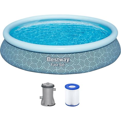 TRADE SHOP - Piscina Fuori Terra Fast Set Con Pompa Filtro ø457x84cm Design Geometrico Rotonda 57313 - (1/5)