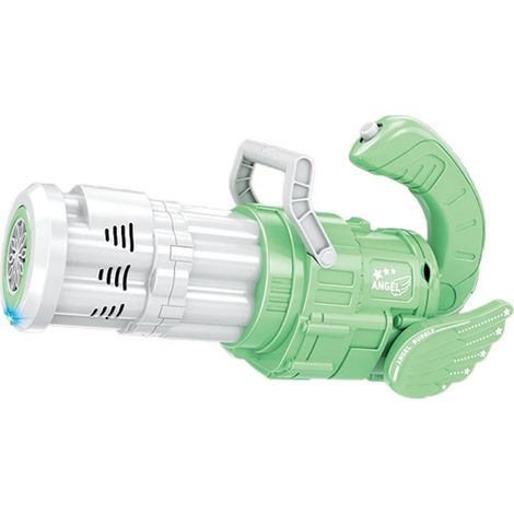 Pistolet à bulles électrique à 10 trous, arrivée d'eau automatique, musique et lumières - Vert