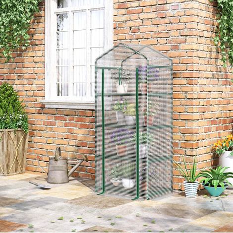 Invernadero mini con 4 estantes PVC 70x50x160 cm OKMYHOME (1/4)