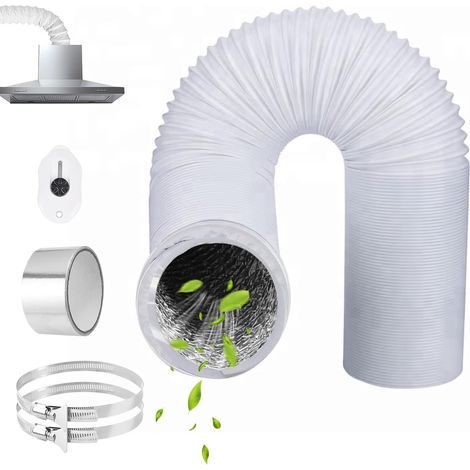 x 80 mm x 6 m flexibler Aluminiumschlauch, 2 x Schlauchschellen, Klebeband, Trocknerentlüftung (1/5)