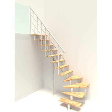 Minka Mittelholmtreppe Comfort Top Turn 37 - 312cm Geschosshöhe Buche Weiß