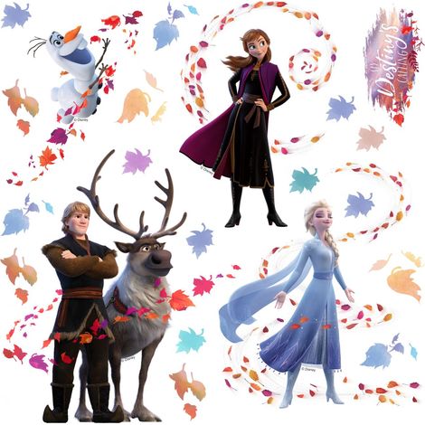 sticker mural La Reine des neiges bleu, marron et violet  - Disney