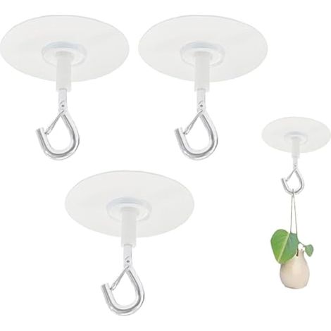 Lot de 3 crochets de plafond adhésifs très résistants pour suspendre des plantes, des mangeoires à oiseaux, des carillons éoliens, des lanternes, des jardinières, une décoration extérieure (1/4)