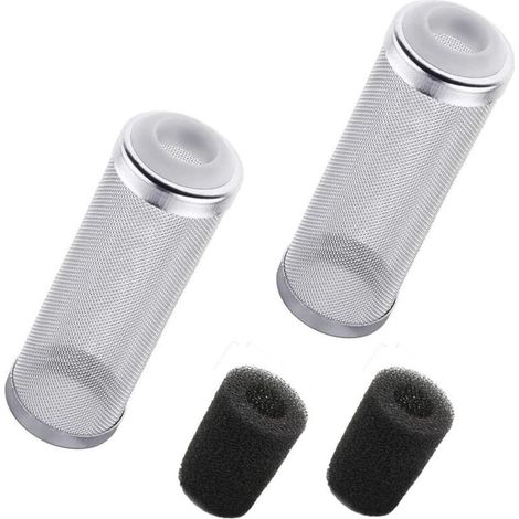 Couvercle de filtre d'aquarium en deux parties, filtre en acier inoxydable, remplissage en coton disponible, protecteur d'entrée d'aquarium (16 mm). (1/5)