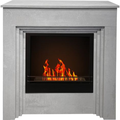 Chimenea de bioetanol de suelo 96x35x96h marco diseño moderno Bellini - Gris