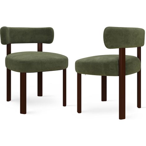 COLAMY 2er-Set Esszimmerstühle aus Massivholz – klares und warmes Design – Grün