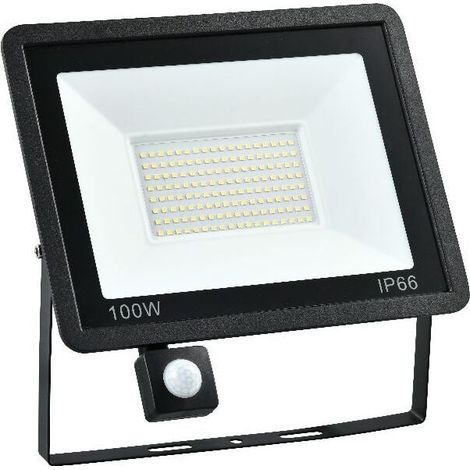 100W Outdoor Floodlight with Motion Sensor, 6500K Cool White Light, 36 Ultra Bright LED Spotlights, 2700lm, IP66 Waterproof. (1/5)