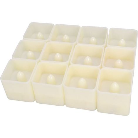 12 bougies carrées à effet miroir, bougies LED électroniques sans flamme, décorations de fête, maison, bars, cafés - Paillettes jaunes (blanches) (1/5)