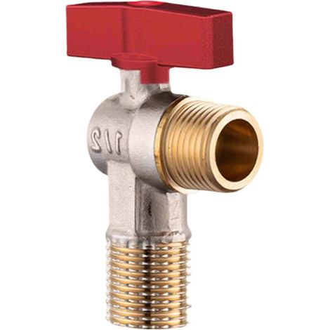 Vannes de régulation de débit d'eau 1/2" à haut débit, vannes d'arrêt d'angle métalliques 1/2" pour systèmes d'eau chaude/froide, multicolores Poignée en laiton rouge (1/5)