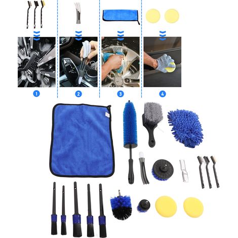Kit de 18 brosses pour roues et pneus de voiture, couleur B (1/5)