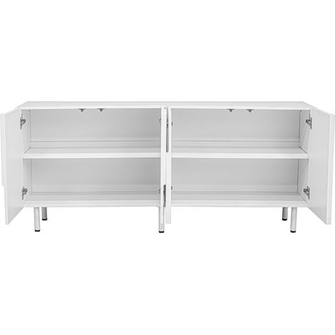 Aparador de comedor geométrico blanco de MDF y tablero de partículas 160 x 38,5 x 70 cm (1/5)