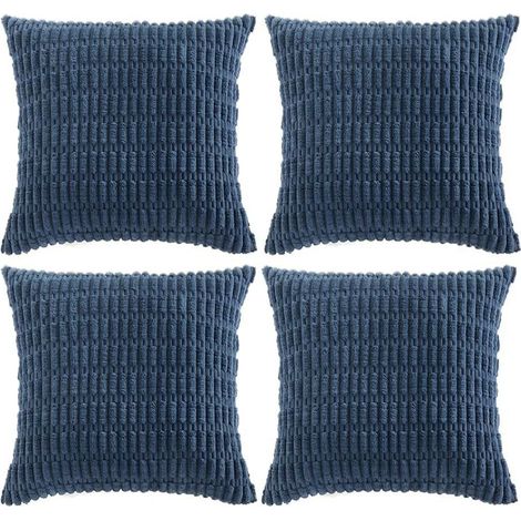 Funda de cojín decorativa de coral bohemio, 45 x 45 cm, adecuada para sofás, camas y bancos de salón, funda de cojín cuadrada de pana suave (azul claro).
