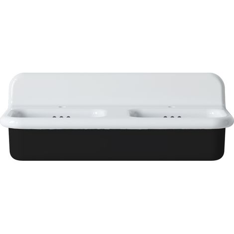 Lavabo rétro double en céramique 102 cm - True Colors Lite - Noir Mat (1/3)