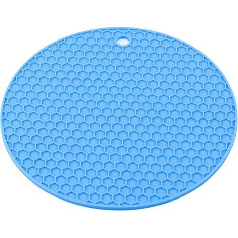 Tapis de table rond en silicone, résistant à la chaleur et antidérapant pour casseroles (bleu) (1/5)