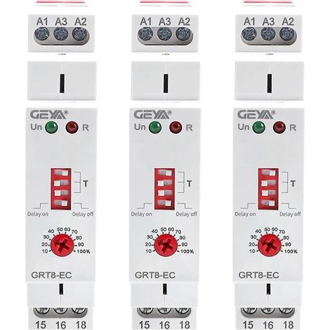3 GEYA GRT8-EC 10A Doppelfunktions-Zeitverzögerungsrelais (Einschaltverzögerung oder Ausschaltverzögerung) AC230V (1/5)