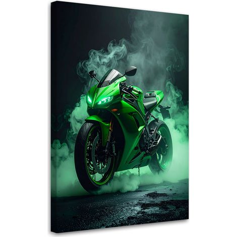 Cuadro en Lienzo, Motocicleta verde, 20x30 (1/5)