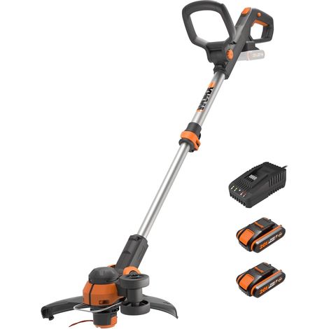 Coupe-Bordures et Dresse-Bordures sans Fil Diamètre de Coupe 30 cm, Tête Pivotante à 90°, Poignée et Manche Réglable, 2 Batteries 2.0 Ah et 1 Chargeur Inclus (1/5)