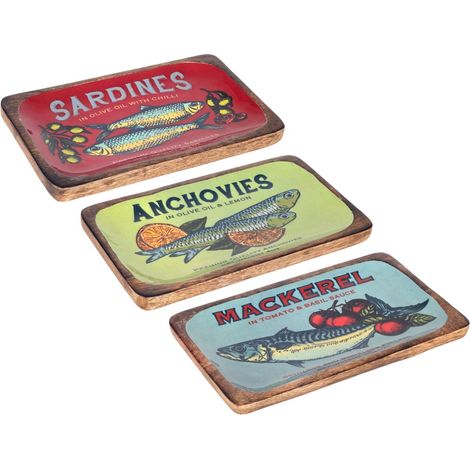 Große Sardinenschale aus Holz und Kunstharz – Retro-Stil zur Dekoration (1/5)
